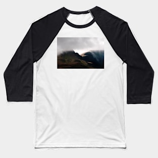 Cloudfall - cloud passes over the Trotternish Ridge on Isle of Skye, Scotland Baseball T-Shirt